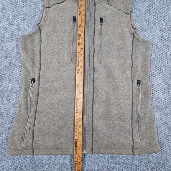 Kuhl Vest Mens Medium Taupe Full Zip Fleece Sweater Knit Outdoor Pockets Warm - Picture 6 of 8